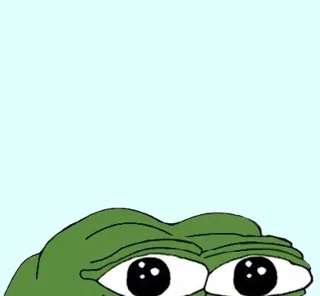 A Pepe frog peeking in from the bottom of the picture