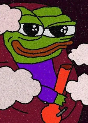 Pepe smoking, surrounded by clouds