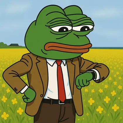 Pepe in a field checking his wristwatch