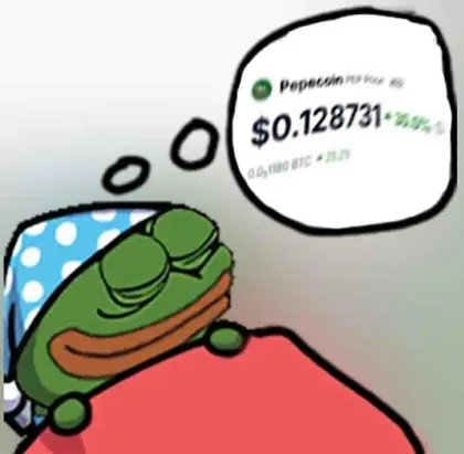 Pepe asleep, dreaming of a high PEP price