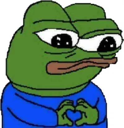 Pepe making a heart with his hands
