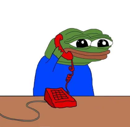 Pepe on a red telephone