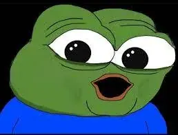Pepe with his mouth open in surprise